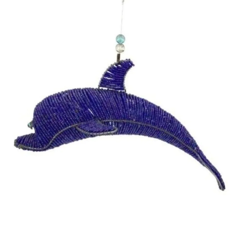 Beadworx Glass Beaded Dolphin Wire Sculpture
